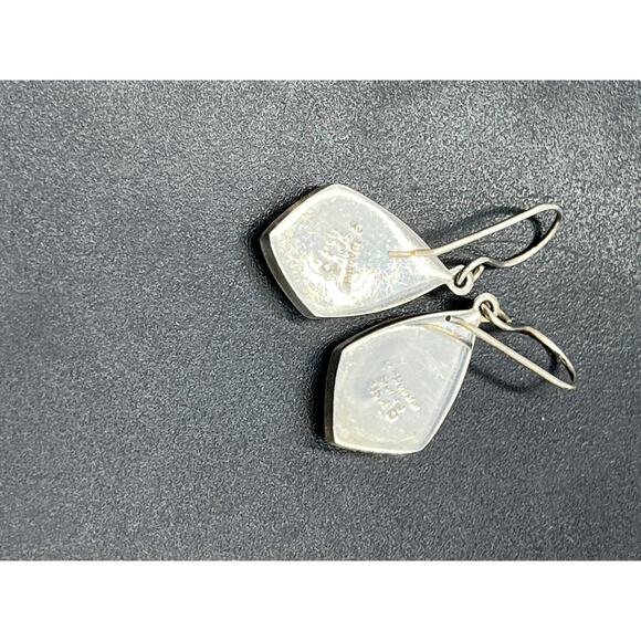 E Webster Vintage Sterling Silver Turquoise Inlay Dangle Earrings USA Signed - Picture 6 of 10